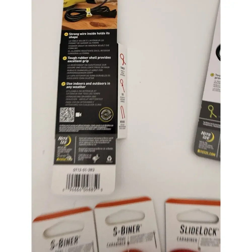 Nite Ize Gear Tie & Carabiner Lot S-Biner SlideLock 10pc NIP